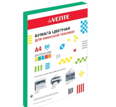 Бумага цветная для офисной техники 'deVENTE' A4 100 л, 80 г;м², интенсив зеленый, 2072410