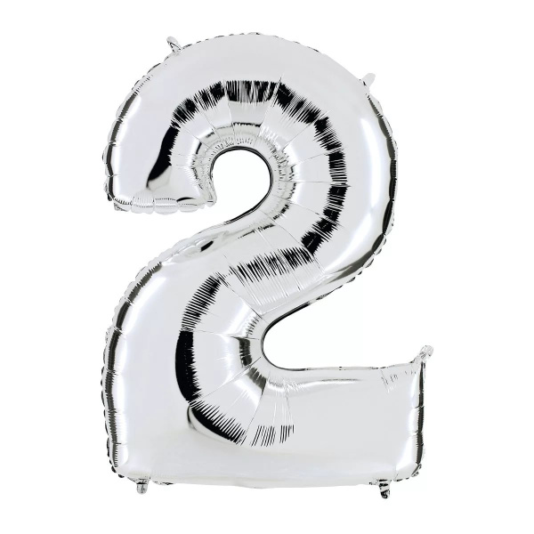 Шары фольга Цифры 40' Серебро '2' 100 см.
